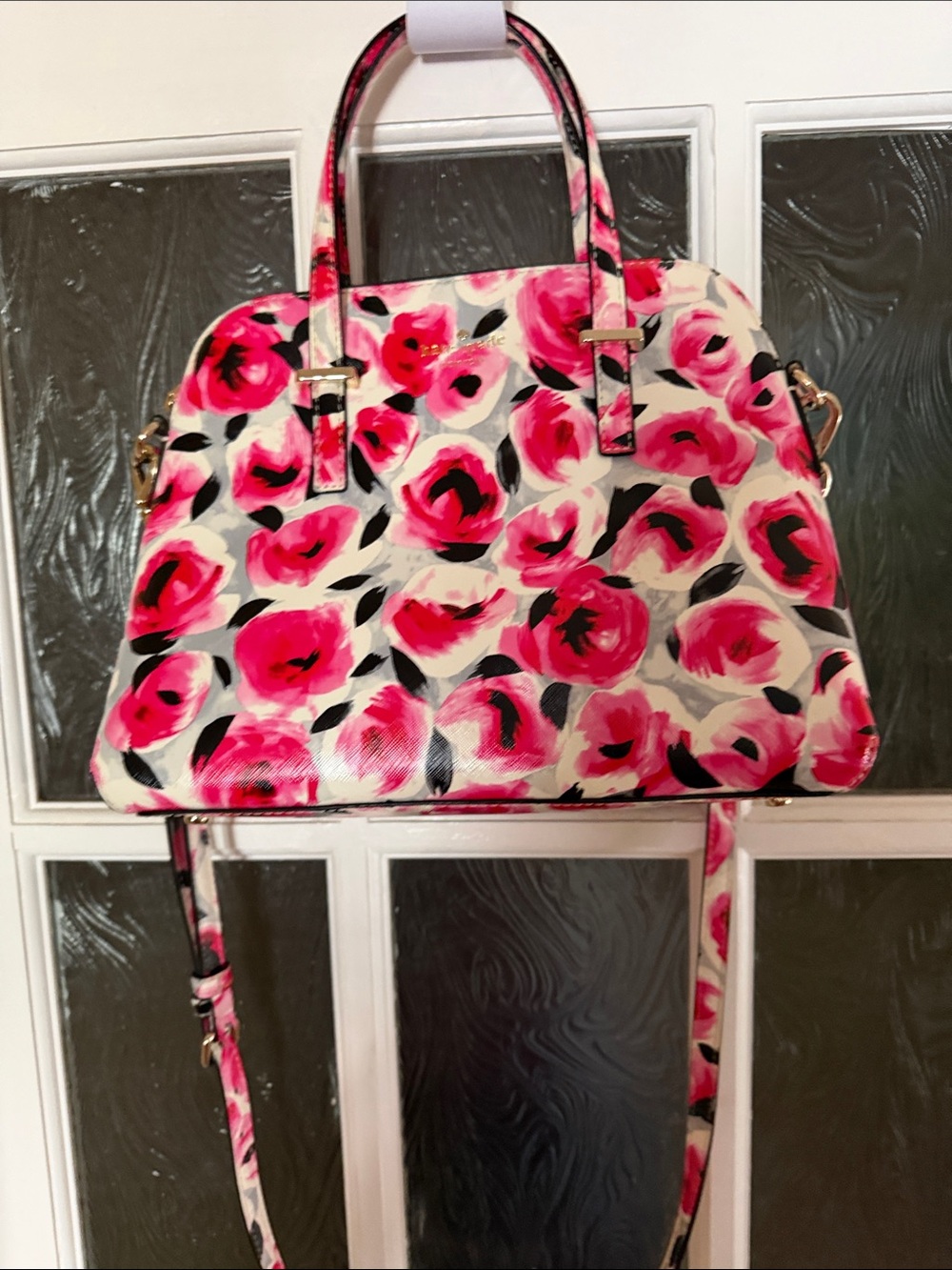 Floral Kate Spade Pink Dome Satchel Handbag - Women's Floral Shoulder Bag